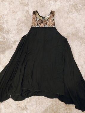 Rock & Roulette Black Boho Handkerchief Hem Tunic Dress